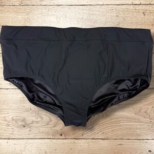 LANDS' END High Waist Bikini Swimsuit Bottoms Women's Size 20W Black‎
